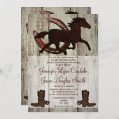 Cowboy Boots Horse Horseshoe Wedding Invitations (Front/Back)