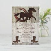 Cowboy Boots Horse Horseshoe Wedding Invitations (Standing Front)