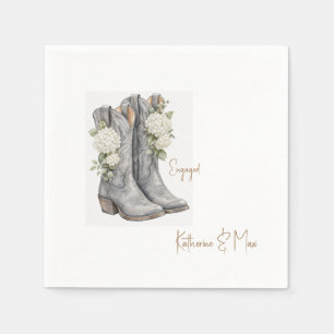 Cowboy Boots Hydrangea Engagement Party Napkins