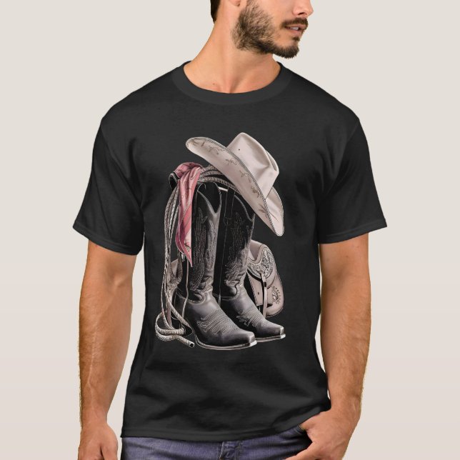 Cowboy Boots Knockin Boots Western Style Country B T-Shirt (Front)