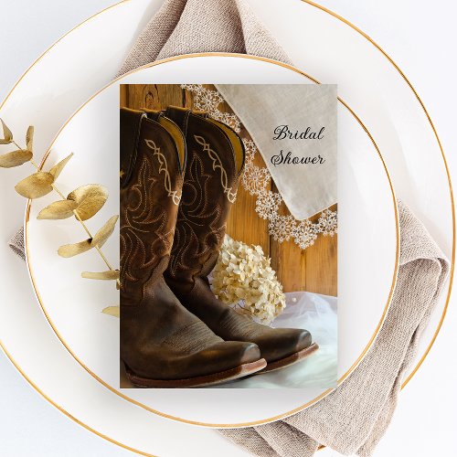 Cowboy Boots Lace Country Western Bridal Shower Invitation