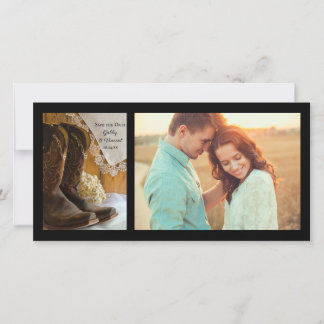 Cowboy Boots Lace Western Wedding Save the Date