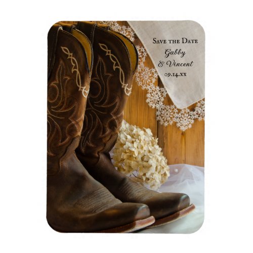 Cowboy Boots Lace Western Wedding Save the Date Magnet