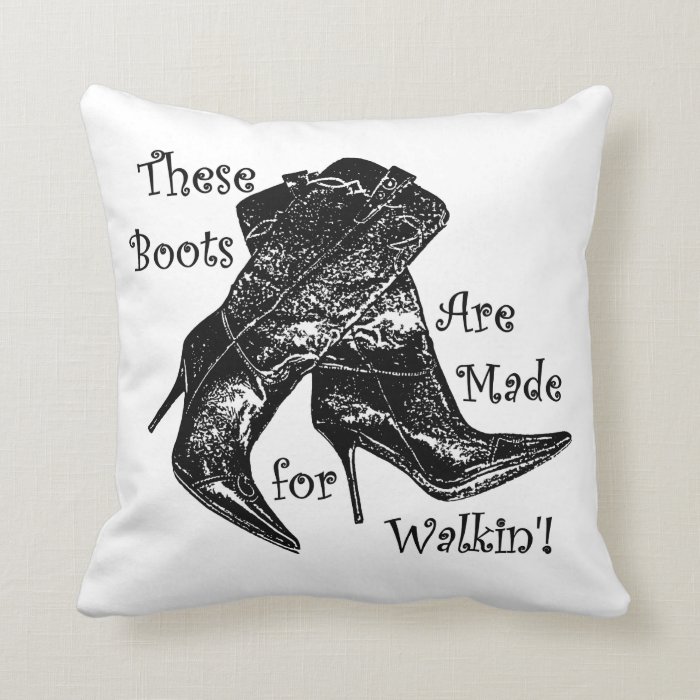 cowboy boots made for walking black_white cushion throw pillows