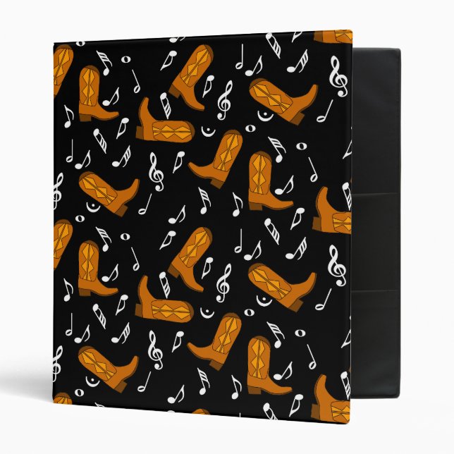 Cowboy Boots Music Notes 3 Ring Binder (Front/Inside)