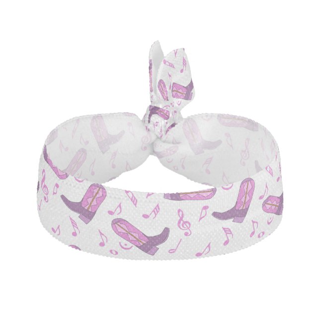 Cowboy Boots Music Notes Elastic Hair Tie (Front)