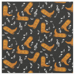 Cowboy Boots Music Notes Fabric