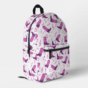 Cowboy Boots Music Notes Printed Backpack