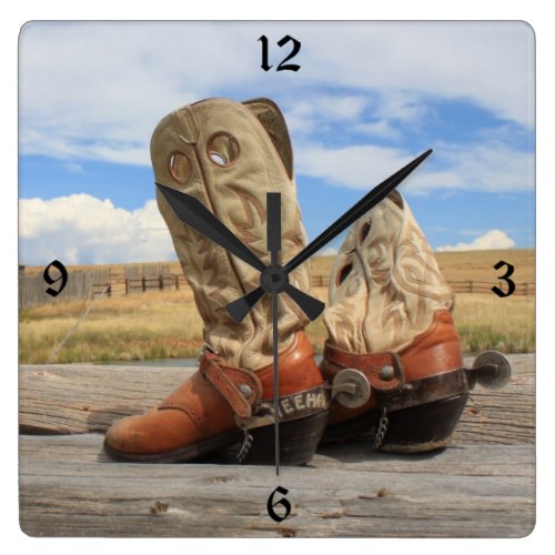 Cowboy Boots Numbered Wall Clock