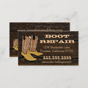 Cowboy Boots Old Wood Look Business Card