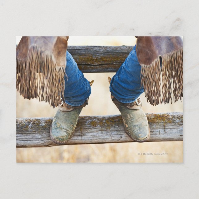 Cowboy boots on fence postcard (Front)
