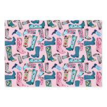 Cowboy boots - on pink wrapping paper sheets