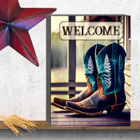 Welcome Wood Porch Sign Cowboys