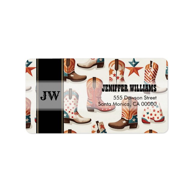 Cowboy boots pattern        label (Front)