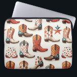 Cowboy boots pattern laptop sleeve<br><div class="desc">texas cowgirl country wild,  illustration drawing cartoon,  beautiful,  rodeo ranch,  vintage,  boot fashion cowboy  western, </div>