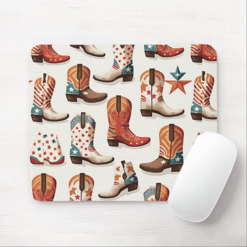 Cowboy boots pattern mouse pad