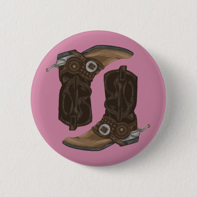 Cowboy Boots Pattern Pinback Button (Front)