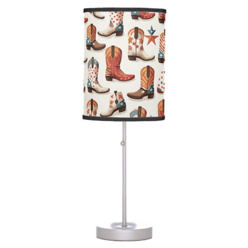 Cowboy boots pattern table lamp
