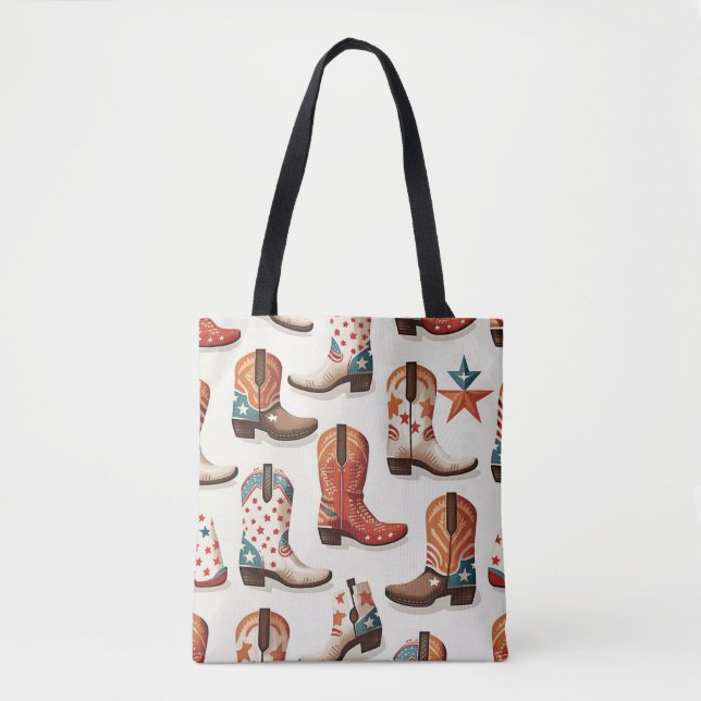 Cowboy boots pattern tote bag (Front)