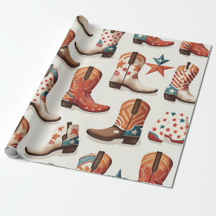 Country Cowgirl Boots Adorable Stick Horse Western Wrapping Paper