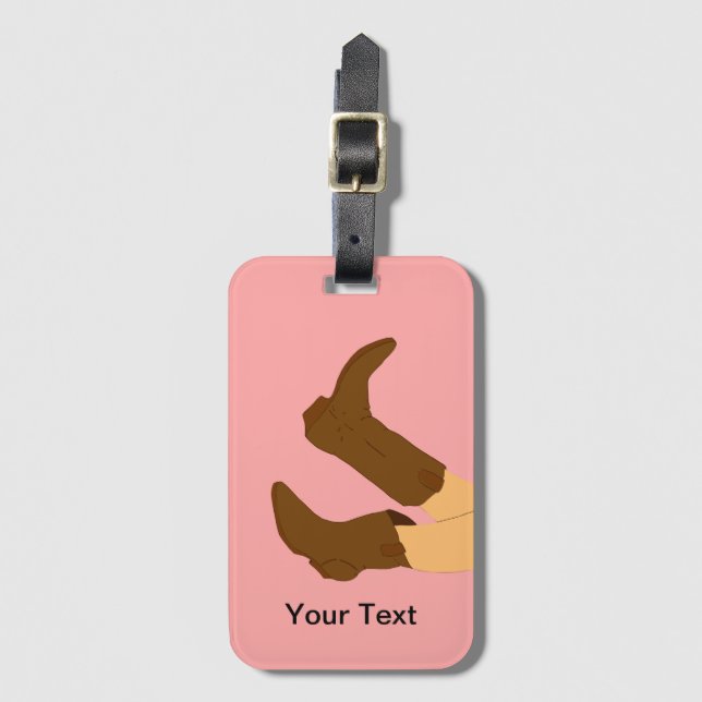 Cowboy Boots Personalized Luggage Tag (Front Vertical)