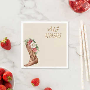 Cowboy boots pink floral  napkins