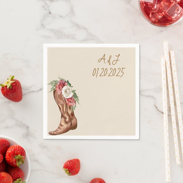 Cowboy boots pink floral  napkins (Insitu)