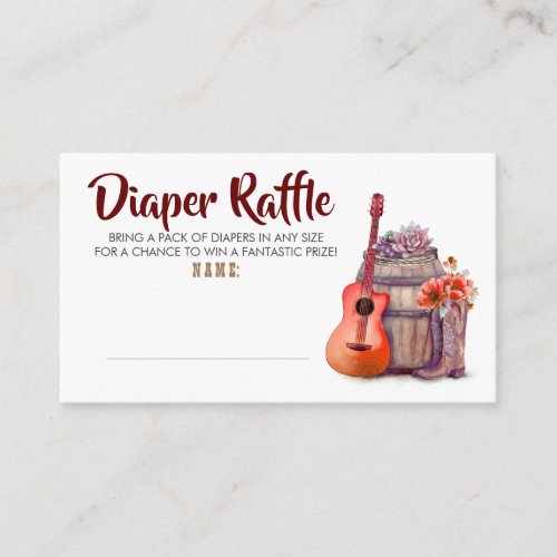 Cowboy Boots Red Diaper Raffle Ticket Enclosure Card