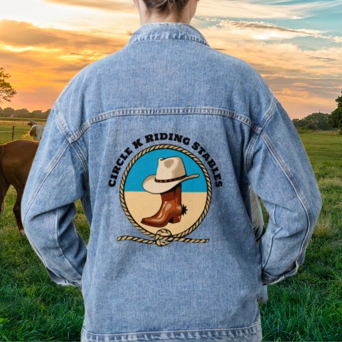 Cowboy Boots Riding Stables Blue Denim Jean Jacket