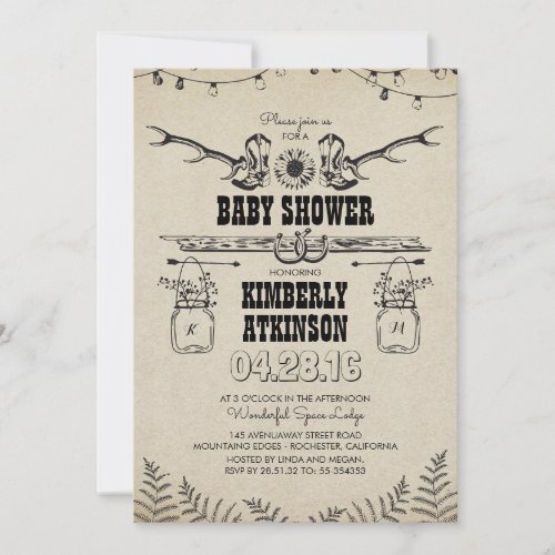 Cowboy Boots Rustic Country Baby Shower Invitation