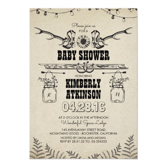 Cowboy Boots Rustic Country Baby Shower Invitation Zazzle Cowboy Boots Rustic Country Baby Shower Invitation