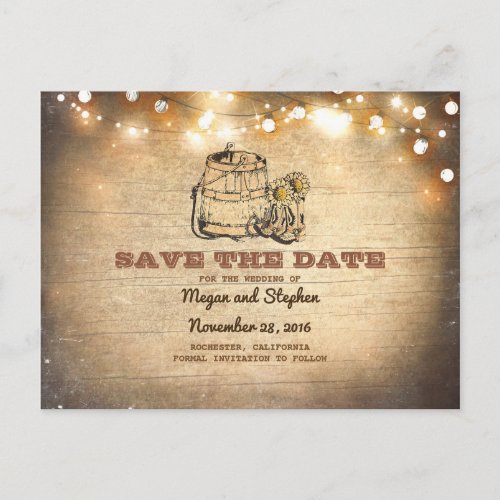 Cowboy Boots Rustic Country Save the Date Announcement Postcard