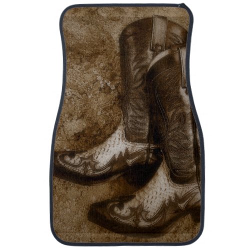 Cowboy Boots Rustic Country Western Vintage Car Floor Mat