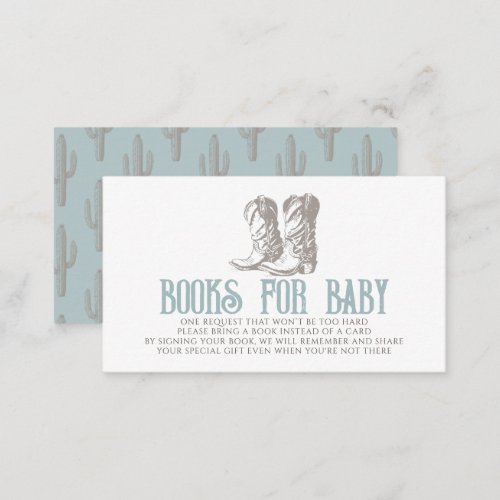 Cowboy Boots Shower Boy Blue Books for Baby Enclosure Card
