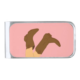 Cowboy Boots Silver Finish Money Clip