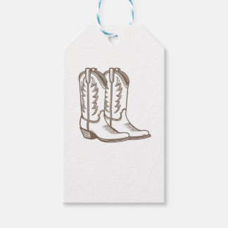 Cowboy Boots Sketch Thank You Party Favor Gift Tag