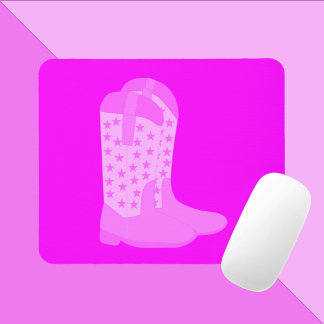 Cowboy Boots Stars Pink Background Mouse Pad