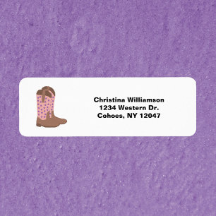 Cowboy Boots Stars Pink Personalize Return Address Label