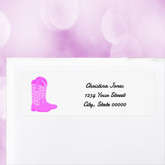 Cowboy Boots Stars Pink Personalize Return Address Label
