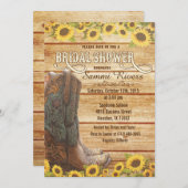 Cowboy Boots Sunflower Bridal Shower Invitation (Front/Back)