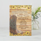 Cowboy Boots Sunflower Bridal Shower Invitation (Standing Front)