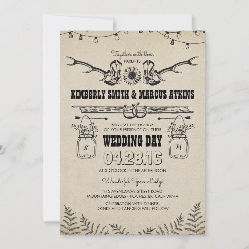 Cowboy Boots Sunflower Country Rustic Barn Wedding Invitation