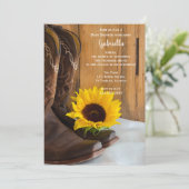Cowboy Boots Sunflower Country Western Baby Shower Invitation (Standing Front)