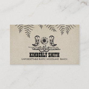 Cowboy Boots Sunflower Horseshoes Rustic Country Business Card