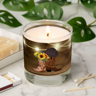 Cowboy Boots Sunflower Western Wedding Scented Candle