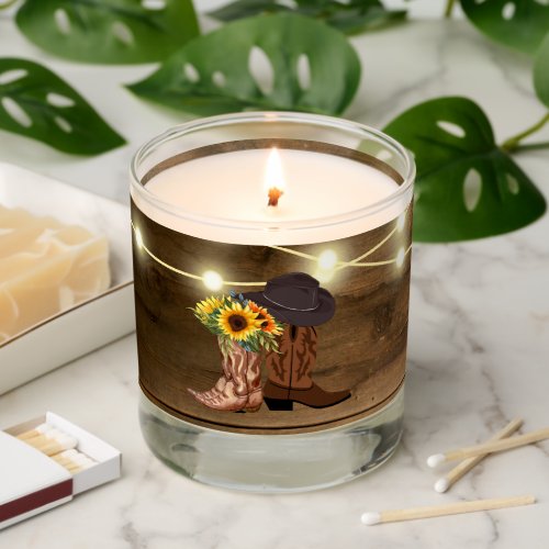 Cowboy Boots Sunflower Western Wedding  Scented Candle