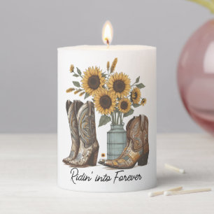  Cowboy Boots & Sunflowers Boho Western Candle 