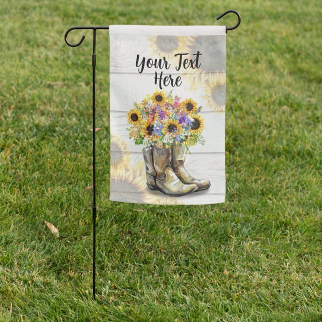 Cowboy Boots & Sunflowers Personalized Garden Flag (In SItu)