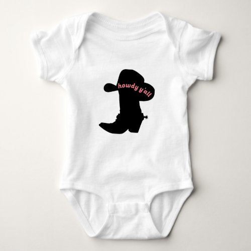 Cowboy Boots T_Shirt howdy yall Boots and hat Baby Bodysuit