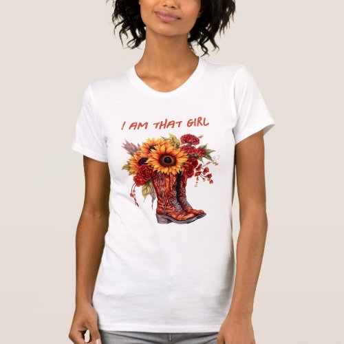 Cowboy Boots T_Shirt Knockin Boots sunflower T_Shirt